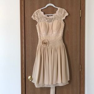 Chiffon Knee-Length Bridesmaid Dress // Champagne